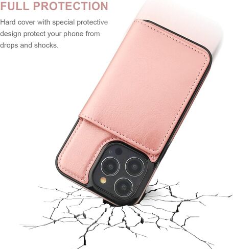KIHUWEY متوافق مع iPhone 14 Pro Max Wallet Case حامل بطاقة الائتمان، مسند من الجلد الفاخر بمشبك مغناطيسي مخفي وغطاء واقٍ متين مقاوم للصدمات مقاس 6.7 بوصة (أسود) in Kuwait