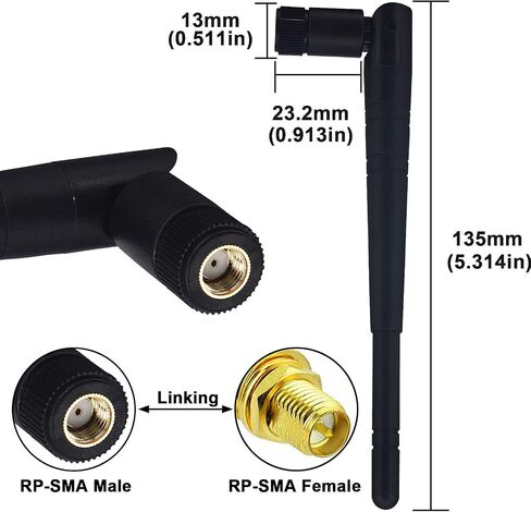 BOOBRIE 2-Pack Dual Band WiFi Antenna 2.4GHz 5GHz 5.8GHz 8dBi RP-SMA Male Connector Omni Directional WiFi Bluetooth Antenna for WiFi Router Network Devices Security IP Camera in Saudi Arabia