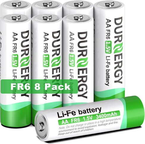 Lithium Batteries AA, AA Lithium Batteries 8 Pack, 1.5V Double A Battery FR6, 3400mAh Longest-Lasting Lithium AA Size Batteries in Saudi Arabia