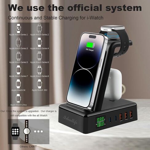 Wireless Charger with Indicator Light, Fast Wireless Charging Pad with Built-in USB-C Cable, Qi-Certified 10W Max Compatible with iPhone AirPods Samsung Galaxy Huawei anf More in Saudi Arabia