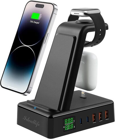 Wireless Charger with Indicator Light, Fast Wireless Charging Pad with Built-in USB-C Cable, Qi-Certified 10W Max Compatible with iPhone AirPods Samsung Galaxy Huawei anf More in Saudi Arabia