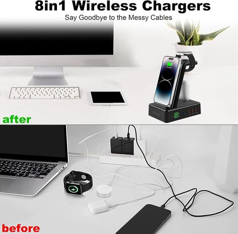 Wireless Charger with Indicator Light, Fast Wireless Charging Pad with Built-in USB-C Cable, Qi-Certified 10W Max Compatible with iPhone AirPods Samsung Galaxy Huawei anf More in Saudi Arabia