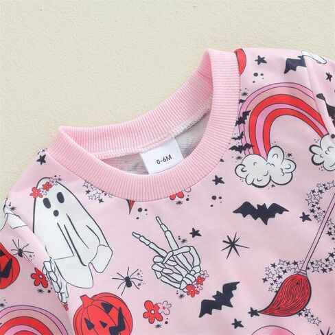 FIOMVA Baby Girl Halloween Outfit Toddler Sweatshirt Pants 2pcs Set Cute Pumpkin Spooky Print Infant Fall Winter Clothes in Saudi Arabia