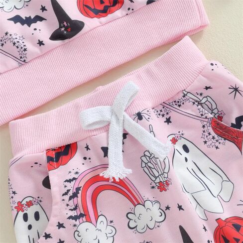 FIOMVA Baby Girl Halloween Outfit Toddler Sweatshirt Pants 2pcs Set Cute Pumpkin Spooky Print Infant Fall Winter Clothes in Saudi Arabia