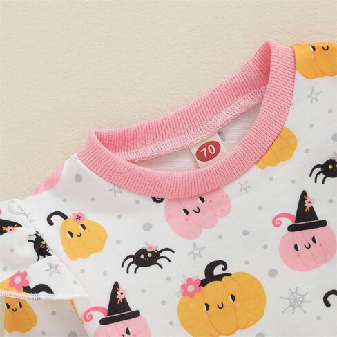 FIOMVA Baby Girl Halloween Outfit Toddler Sweatshirt Pants 2pcs Set Cute Pumpkin Spooky Print Infant Fall Winter Clothes in Saudi Arabia