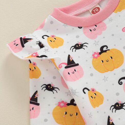 FIOMVA Baby Girl Halloween Outfit Toddler Sweatshirt Pants 2pcs Set Cute Pumpkin Spooky Print Infant Fall Winter Clothes in Saudi Arabia