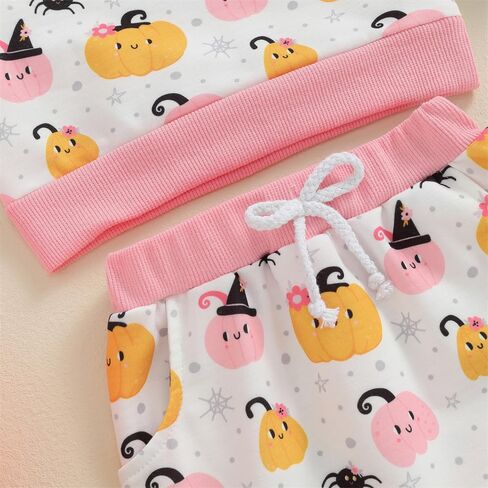 FIOMVA Baby Girl Halloween Outfit Toddler Sweatshirt Pants 2pcs Set Cute Pumpkin Spooky Print Infant Fall Winter Clothes in Saudi Arabia