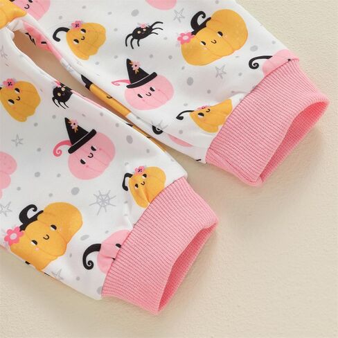 FIOMVA Baby Girl Halloween Outfit Toddler Sweatshirt Pants 2pcs Set Cute Pumpkin Spooky Print Infant Fall Winter Clothes in Saudi Arabia