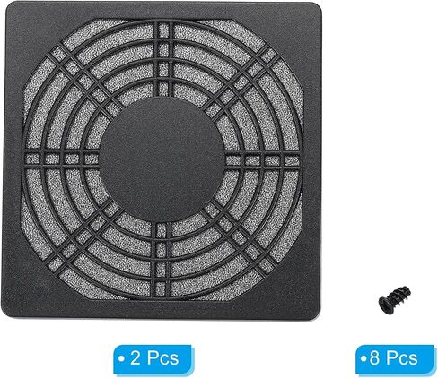 PATIKIL 110mm Cooling Fan Filter with Screw, 2 Pack ABS Ventilator Grill Protector Guard for Fan Protective Cover DIY, Black in Saudi Arabia