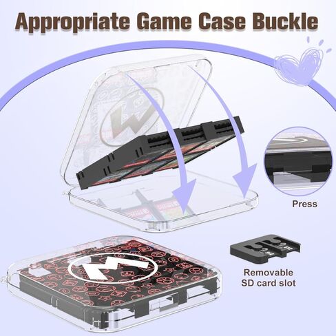 pdobq Switch Game Crad Case for Nintendo Switch, 12 Game Card Slot Switch Cartridge Case for Switch Oled Game Card and SD Card, Portable Switch Game Card Storage Holder for Nintendo Accessories in Kuwait