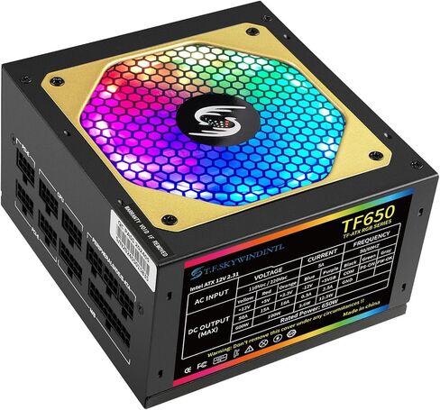 مصدر طاقة 650 واط، وحدة تزويد طاقة PSU ARGB للألعاب PC، موصل 20+4Pin مع مروحة FDB منخفضة الضوضاء 120 مم، جهد كامل 110/220 فولت in Kuwait