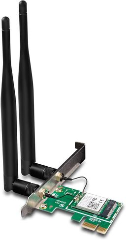 بطاقة Tenda AC1200 PCIe WiFi - بطاقة لاسلكية مزدوجة النطاق مع هوائيات قابلة للفصل 2 × 5dBi - بطاقة شبكة جيجابت - بطاقة PCI Express WiFi لألعاب سطح المكتب/الكمبيوتر الشخصي - تدعم نظام التشغيل Windows 10 (E12) in Kuwait