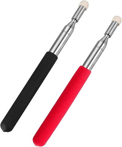 2 حزمة من مؤشر المعلمين التلسكوبي، عصا مؤشر المعلمين، مؤشر سبورة بيضاء قابل للسحب للفصل الدراسي قابل للتمديد للمعلمين والأدلة والمدرب يمتد إلى 39.4 بوصة (أحمر وأسود) in Kuwait