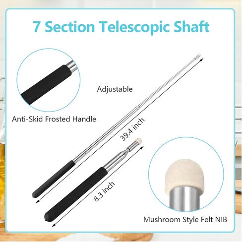 2 حزمة من مؤشر المعلمين التلسكوبي، عصا مؤشر المعلمين، مؤشر سبورة بيضاء قابل للسحب للفصل الدراسي قابل للتمديد للمعلمين والأدلة والمدرب يمتد إلى 39.4 بوصة (أحمر وأسود) in Kuwait