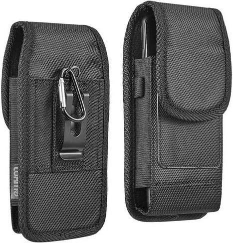 Cell Phone Holster for iPhone SE iPhone 8 7 6s Case with Belt Clip Phone Belt Holder for Men Women Pouch Carrying Cover (Fits Phone iPhone SE, 8 7 6s with Otterbox Case on) Black Nylon, Small in Saudi Arabia