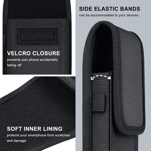 Cell Phone Holster for iPhone SE iPhone 8 7 6s Case with Belt Clip Phone Belt Holder for Men Women Pouch Carrying Cover (Fits Phone iPhone SE, 8 7 6s with Otterbox Case on) Black Nylon, Small in Saudi Arabia
