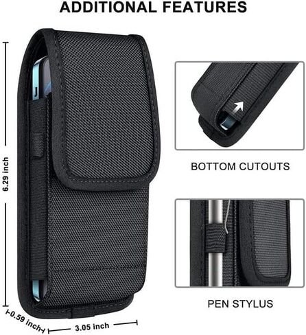 Cell Phone Holster for iPhone SE iPhone 8 7 6s Case with Belt Clip Phone Belt Holder for Men Women Pouch Carrying Cover (Fits Phone iPhone SE, 8 7 6s with Otterbox Case on) Black Nylon, Small in Saudi Arabia