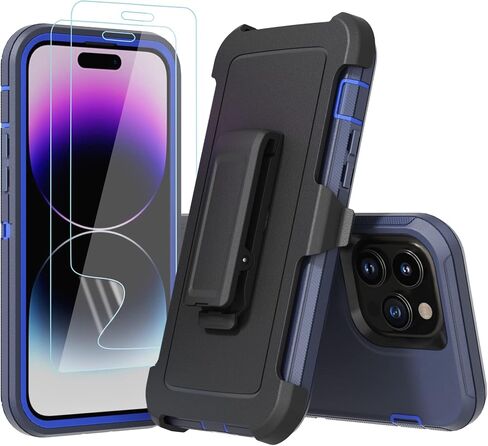 Rugged Phone Case for Apple iPhone 14 Pro Max, with Belt Clip Holster & Kickstand Heavy Duty Shockproof Protective Full Body Case Cover for iPhone 14 Pro Max 6.7 inch Phone (Black) in Kuwait