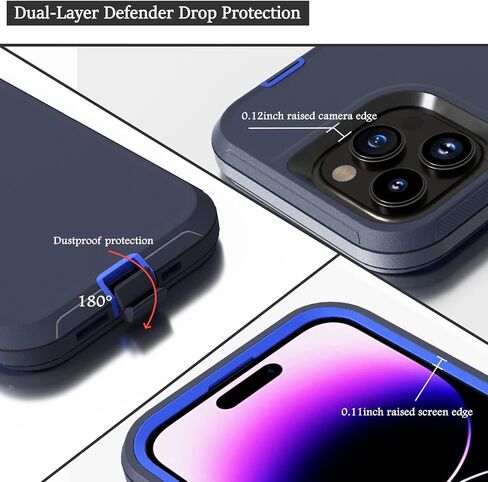 Rugged Phone Case for Apple iPhone 14 Pro Max, with Belt Clip Holster & Kickstand Heavy Duty Shockproof Protective Full Body Case Cover for iPhone 14 Pro Max 6.7 inch Phone (Black) in Kuwait