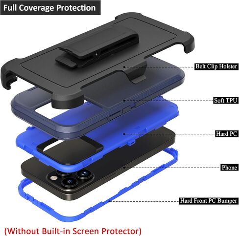 Rugged Phone Case for Apple iPhone 14 Pro Max, with Belt Clip Holster & Kickstand Heavy Duty Shockproof Protective Full Body Case Cover for iPhone 14 Pro Max 6.7 inch Phone (Black) in Kuwait