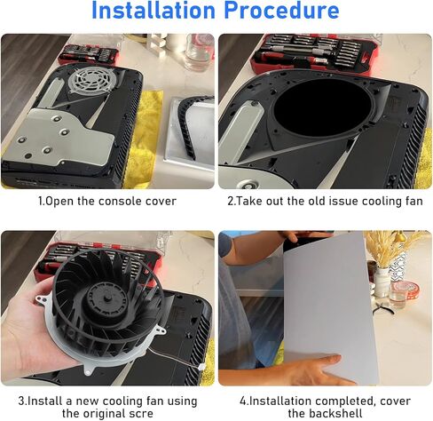 SUNJOYCO Internal Cooling Fan for PS5,Internal Cooler Fan Replacement KSB1212HGG4E 12V 2.15A 23 Blades Fan with T8 Screwdriver Open Tool Compatible with Sony Playstation 5 in Kuwait