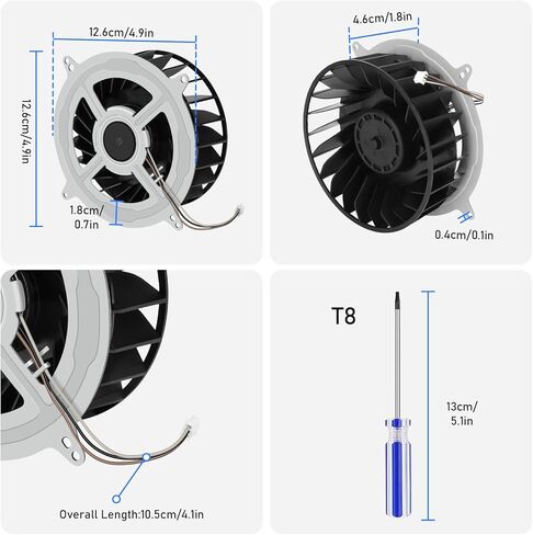 SUNJOYCO Internal Cooling Fan for PS5,Internal Cooler Fan Replacement KSB1212HGG4E 12V 2.15A 23 Blades Fan with T8 Screwdriver Open Tool Compatible with Sony Playstation 5 in Kuwait