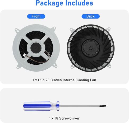 SUNJOYCO Internal Cooling Fan for PS5,Internal Cooler Fan Replacement KSB1212HGG4E 12V 2.15A 23 Blades Fan with T8 Screwdriver Open Tool Compatible with Sony Playstation 5 in Kuwait