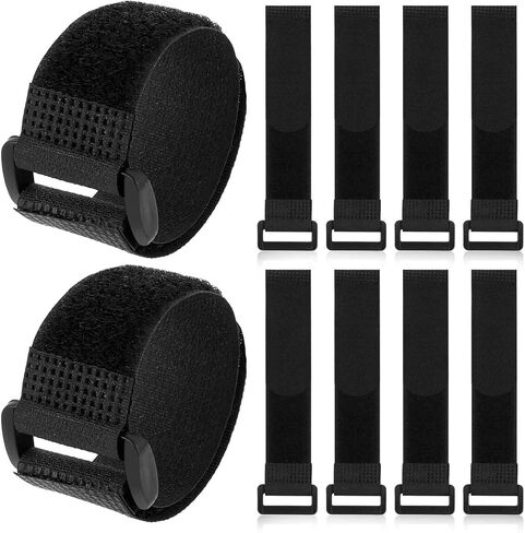 10Pcs Black Reusable Fastening Cable Straps, Reusable Fastening Hook and Loop Utility Cable Ties, Down Wraps Adjustable Cinch Straps, 1" x 8" in Saudi Arabia