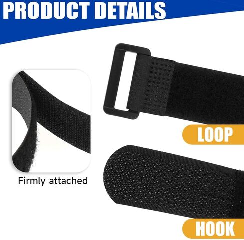 10Pcs Black Reusable Fastening Cable Straps, Reusable Fastening Hook and Loop Utility Cable Ties, Down Wraps Adjustable Cinch Straps, 1" x 8" in Saudi Arabia