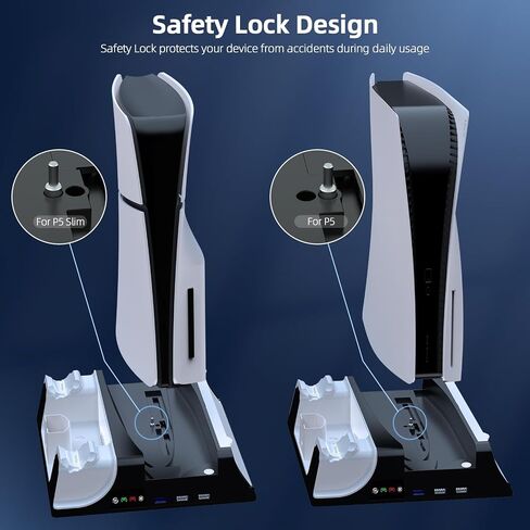 قاعدة شحن لوحدة تحكم PS5، حامل رفيع PS5/PS5 مع محطة تبريد لأقراص وحدة التحكم PS5/الإصدار الرقمي، ملحقات PS5 / PS5 رفيعة مع مروحة تبريد ومنظم تخزين in Kuwait