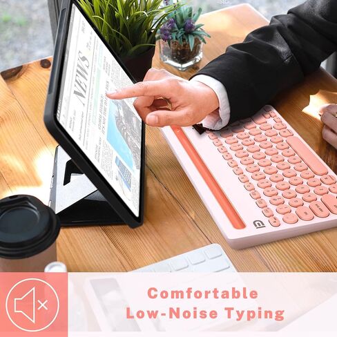 Wireless Keyboard, Dual Channel Multi-Device Universal Cute Wireless Bluetooth Keyboard Portable Slim with 20m Connection Distance for Tablet Smart Phone PC Windows Android iOS Mac (Black) in Saudi Arabia