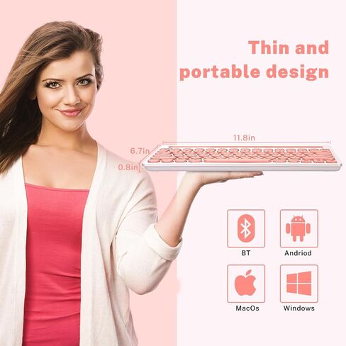 Wireless Keyboard, Dual Channel Multi-Device Universal Cute Wireless Bluetooth Keyboard Portable Slim with 20m Connection Distance for Tablet Smart Phone PC Windows Android iOS Mac (Black) in Saudi Arabia