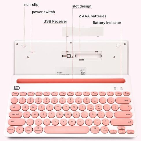 Wireless Keyboard, Dual Channel Multi-Device Universal Cute Wireless Bluetooth Keyboard Portable Slim with 20m Connection Distance for Tablet Smart Phone PC Windows Android iOS Mac (Black) in Saudi Arabia