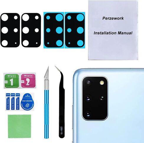 2 Pcs Back Rear Camera Lens Glass Replacement for Samsung Galaxy S20 + Plus 6.7 inches with pre-Installed Adhesive and Reparing Toolkit in Kuwait