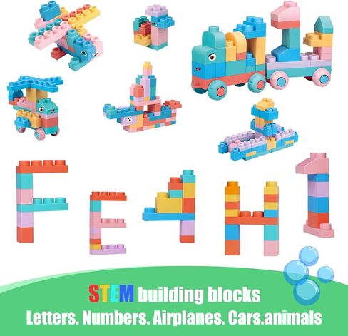 Soft Block Sets for Toddler Aged 2 3 4 5 6 Years Old.Preschool Toy for Early Childhood Education and I-Interactive.Toddler Block Toys with 101 Pieces and Storage Bag.Gift Ideas for Kids Age 18+ mouths in Kuwait