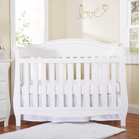 EVERYDAY KIDS White Pleated Crib Skirt; 100% Natural Cotton Nursery Crib Bedding Skirt for Baby Boys and Girls; Crib Dust Ruffle with Split Corners for Easy On and Off, 14 Inch Drop in Kuwait