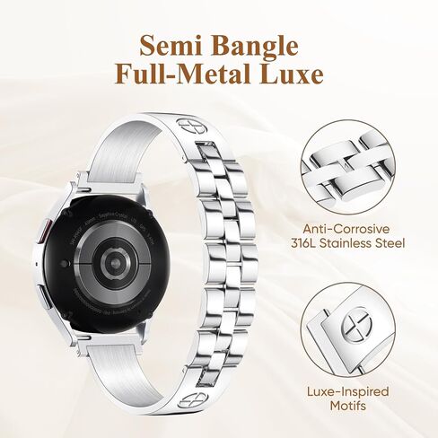 Missair Bands Compatible with Samsung Galaxy Watch 6 5 4 40mm 44mm, Galaxy Watch 5 Pro Band 45mm/Watch 6 4 Classic Band 42mm 46mm 43mm 47mm/Active 2, 20mm Stainless Steel Jewelry Metal Strap for Women in Saudi Arabia