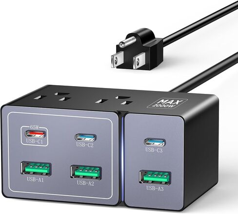محطة شحن كتلة شاحن USB C: مركز شحن 8 منافذ بقوة 160 وات لأجهزة متعددة - شاحن GaN Brick بحد أقصى 65 وات للطاقة لجهاز MacBook Pro Air DELL HP iPhone iPad Galaxy S24-2000W Max AC للسفر المنزلي in Saudi Arabia