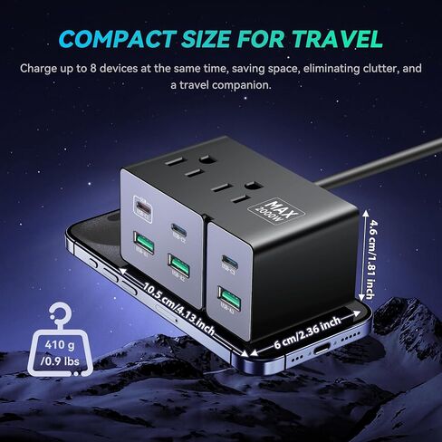 محطة شحن كتلة شاحن USB C: مركز شحن 8 منافذ بقوة 160 وات لأجهزة متعددة - شاحن GaN Brick بحد أقصى 65 وات للطاقة لجهاز MacBook Pro Air DELL HP iPhone iPad Galaxy S24-2000W Max AC للسفر المنزلي in Saudi Arabia