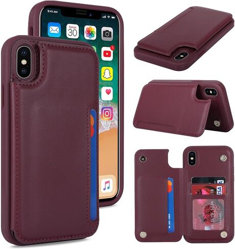 iCoverCase Compatible with iPhone XR Case with Card Holder, Wallet Phone Case for Women Men RFID Blocking PU Leather Protective Case 6.1 Inch (Beige) in Saudi Arabia