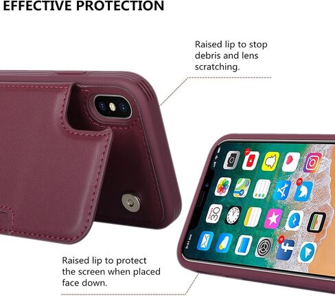 iCoverCase Compatible with iPhone XR Case with Card Holder, Wallet Phone Case for Women Men RFID Blocking PU Leather Protective Case 6.1 Inch (Beige) in Saudi Arabia