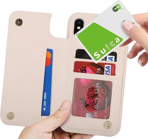 iCoverCase Compatible with iPhone Xs Max Case with Card Holder, Wallet Phone Case for Women Men RFID Blocking PU Leather Case (Beige) in Saudi Arabia
