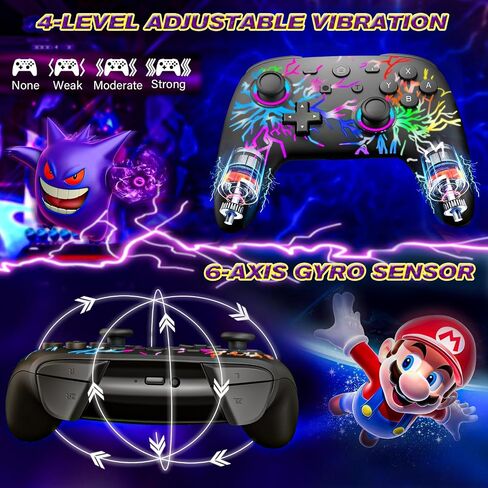 Switch Controllers for Nintendo Switch/Lite/OLED and PC, Wireless Switch Pro Controller with Cool LED Lights/Adjustable Turbo/Motion Control in Saudi Arabia