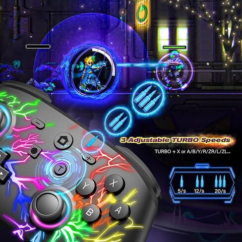 Switch Controllers for Nintendo Switch/Lite/OLED and PC, Wireless Switch Pro Controller with Cool LED Lights/Adjustable Turbo/Motion Control in Saudi Arabia