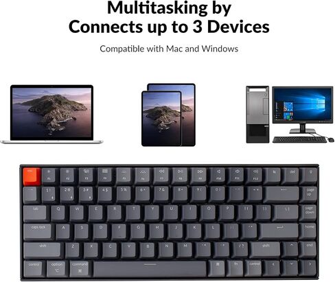 Keychron K2 75% Layout QMK Wireless and Wired Mechanical Keyboard Super Banana Switch, RGB Backlight Aluminum Frame with Shine-Through Double-Shot PBT Keycaps for Mac Windows-Version 3 in Saudi Arabia
