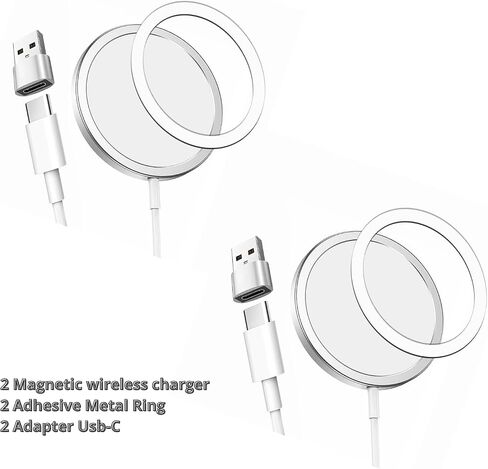 [1 Pack] Magnetic Wireless Charger 15W Fast Mag-Safe Compatible with iPhone 15/14/13/12 Series and Airpods pro/2/3 [1 Extra Magnetic Ring] for Wireless Charger iPhone X-11 SERIE (BLACK) in Saudi Arabia