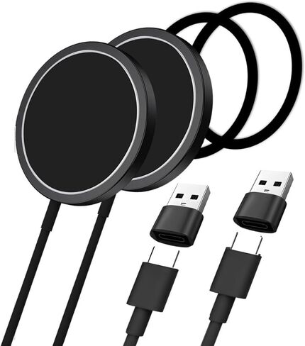 [1 Pack] Magnetic Wireless Charger 15W Fast Mag-Safe Compatible with iPhone 15/14/13/12 Series and Airpods pro/2/3 [1 Extra Magnetic Ring] for Wireless Charger iPhone X-11 SERIE (BLACK) in Saudi Arabia