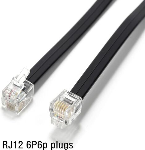 RJ12 Cable Phone Cord RJ12 6P6C Male to Male Straight Wired for Both Data and Voice Use Black (3 FT / 3 Pack) in Saudi Arabia
