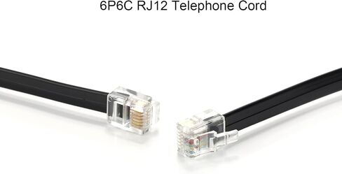 RJ12 Cable Phone Cord RJ12 6P6C Male to Male Straight Wired for Both Data and Voice Use Black (3 FT / 3 Pack) in Saudi Arabia