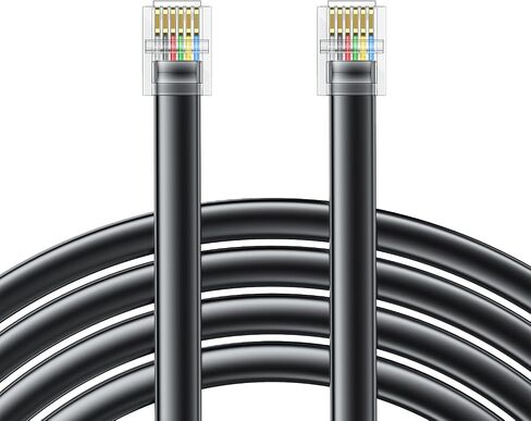 RJ12 Cable Phone Cord RJ12 6P6C Male to Male Straight Wired for Both Data and Voice Use Black (3 FT / 3 Pack) in Saudi Arabia